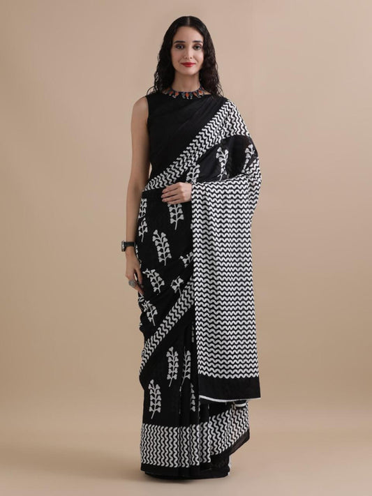 Bagru Block Print Cotton mulmul Saree Style 135