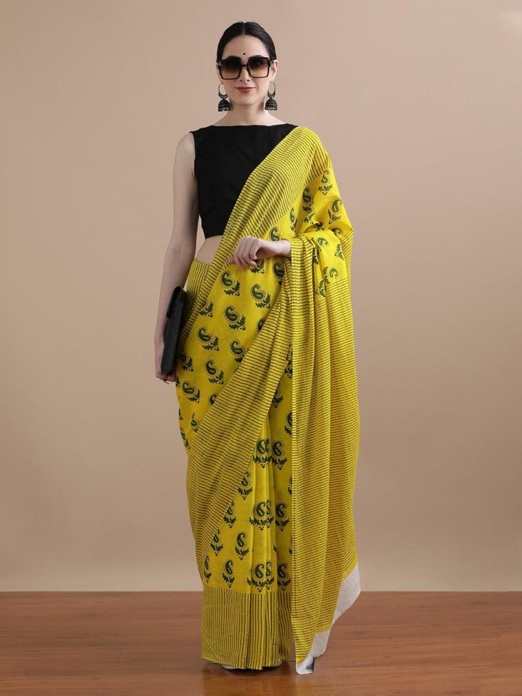 Bagru Block Print Cotton mulmul Saree Style 139
