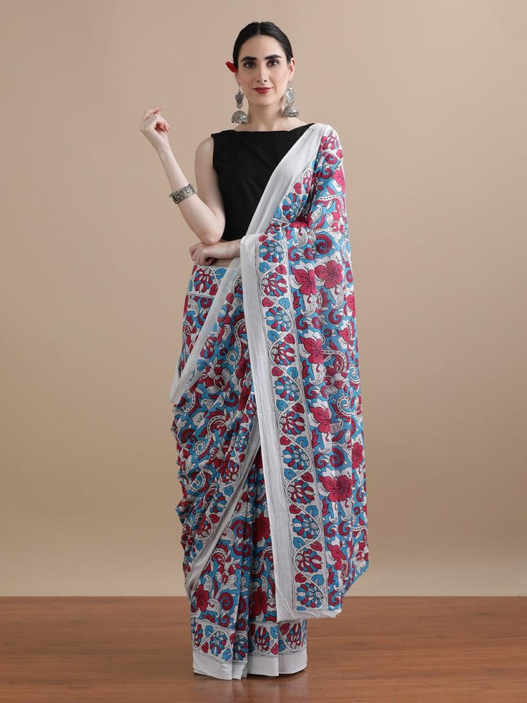 Bagru Block Print Cotton mulmul Saree Style 147