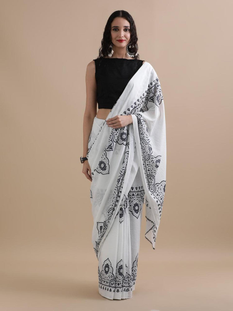 Bagru Block Print Cotton mulmul Saree Style 170
