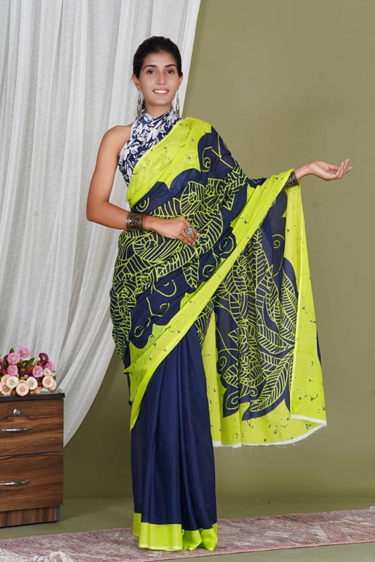 Bagru Block Print Cotton mulmul Saree Style 184