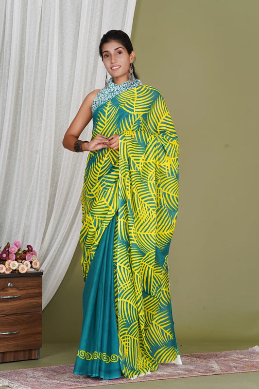 Bagru Block Print Cotton mulmul Saree Style 188