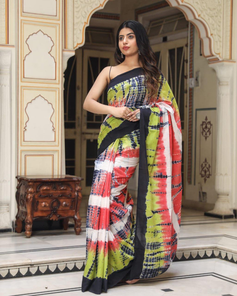 Bagru Block Print Cotton mulmul Saree Style 196