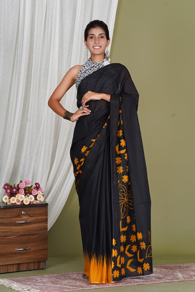 Bagru Block Print Cotton mulmul Saree Style 197