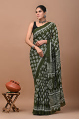 Bagru Block Print Cotton mulmul Saree Style 13