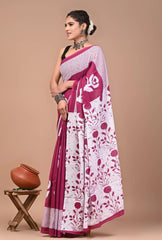 Bagru Block Print Cotton mulmul Sarees Style 2