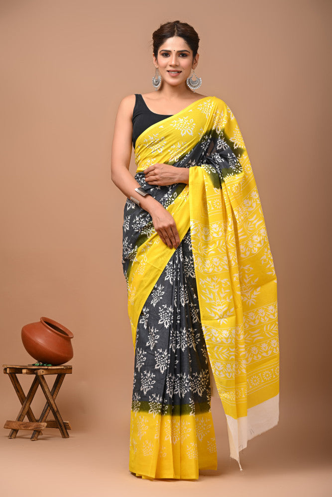 Bagru Block Print Cotton mulmul Sarees Style 23