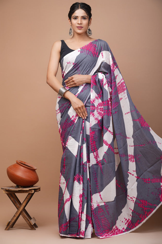 Bagru Block Print Cotton mulmul Sarees Style 31