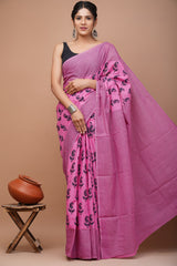 Bagru Block Print Cotton mulmul Sarees Style 37