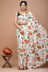 Bagru Block Print Cotton mulmul Sarees Style 39