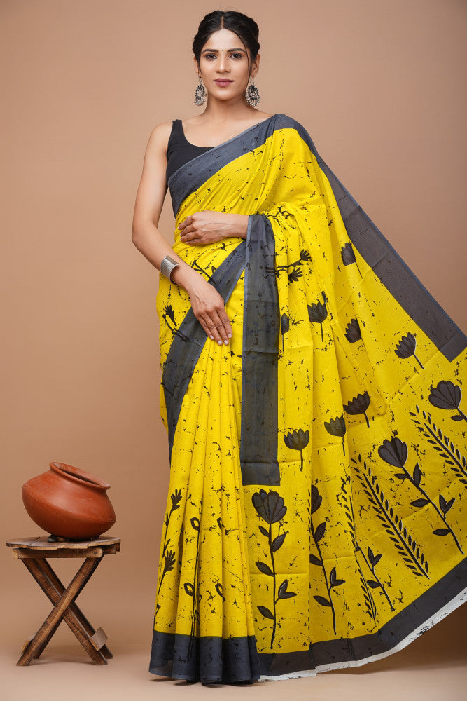 Bagru Block Print Cotton mulmul Sarees Style 40