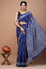 Bagru Block Print Cotton mulmul Sarees Style 41
