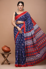 Bagru Block Print Cotton mulmul Sarees Style 42