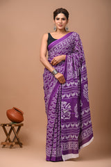 Bagru Block Print Cotton mulmul Sarees Style 45