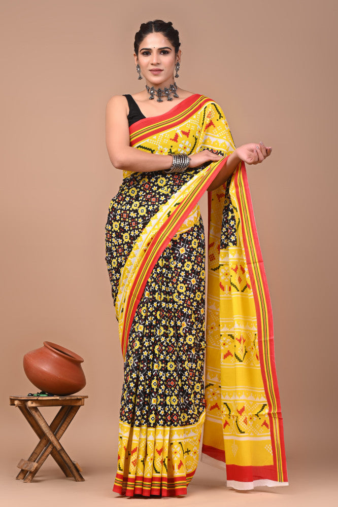 Bagru Block Print Cotton mulmul Sarees Style 77