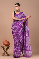 Bagru Block Print Cotton mulmul Sarees Style 79