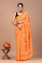 Bagru Block Print Cotton mulmul Sarees Style 84