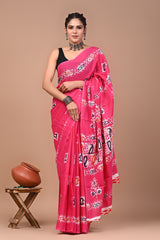 Bagru Block Print Cotton mulmul Sarees Style 87