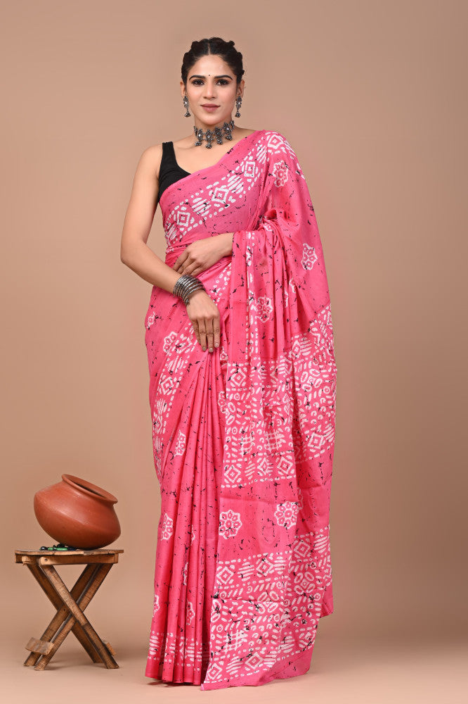 Bagru Block Print Cotton mulmul Sarees Style 89