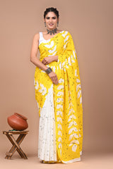 Bagru Block Print Cotton mulmul Saree Style 91
