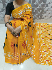 Bagru Block Print Cotton mulmul saree with blouse Style 11