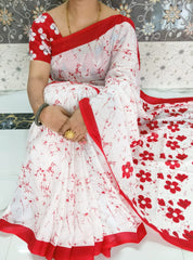 Bagru Block Print Cotton mulmul saree with blouse Style 40