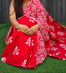 Bagru Block Print Cotton mulmul sarees with blouse Style 52