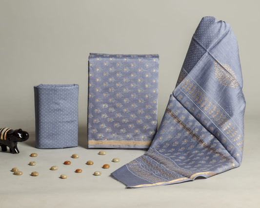 Bagru Hand Block Chanderi Silk Dress material Style 25 - Gi Heritage