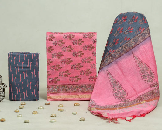 Bagru Hand Block Chanderi Silk Dress material Style 30 - Gi Heritage