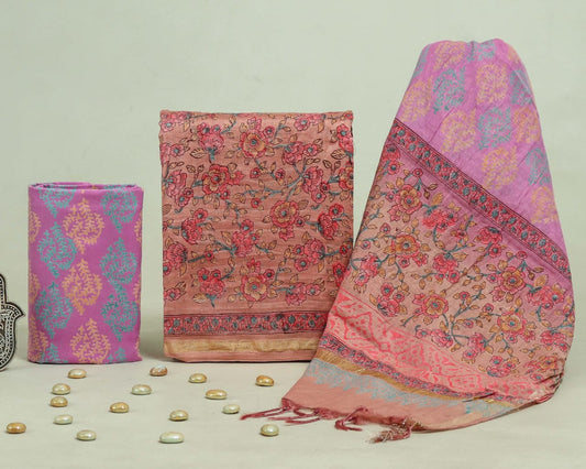 Bagru Hand Block Chanderi Silk Dress material Style 36