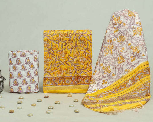 Bagru Hand Block Chanderi Silk Dress material Style 50