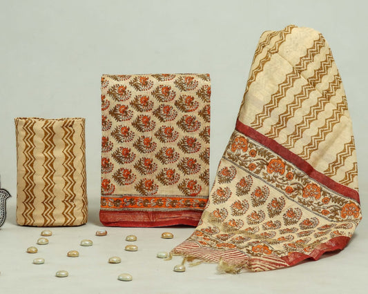 Bagru Hand Block Chanderi Silk Dress material Style 59