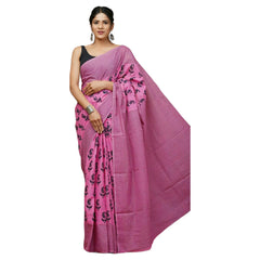 Bagru Print Sarees In Yellow Pink & Blue Colour