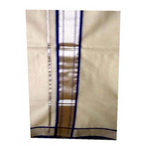 Traditional Balaramapuram Cotton Saree with Golden & Blue Border for Women