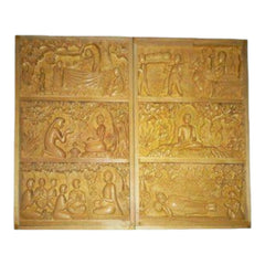Banaras Wood Handcarved Gautam Buddha Life Scene