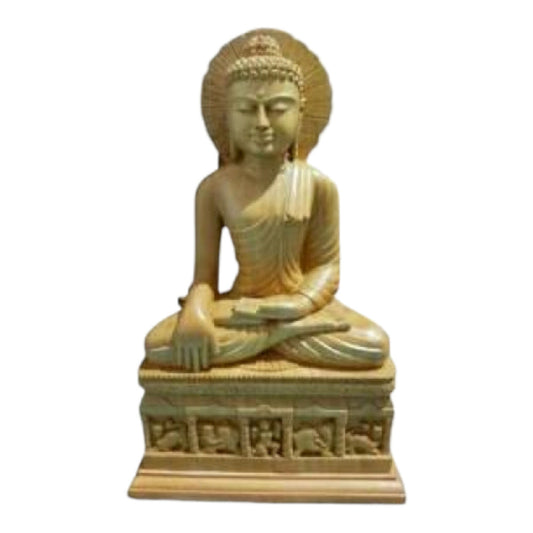 Banaras Wood Handcarved Bodhgaya Buddha Statue