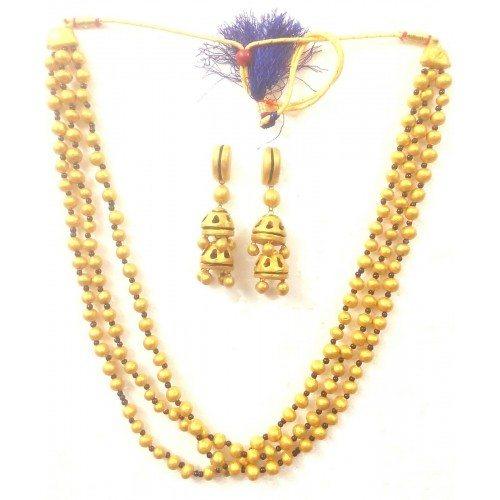 Multilayer Bankura Panchmura Terracotta Craft Necklace Jewellery Set