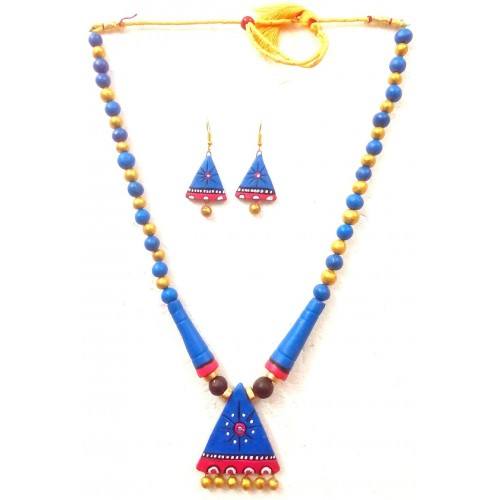 Multi-color Bankura Panchmura Terracotta Craft Necklace Jewellery Set