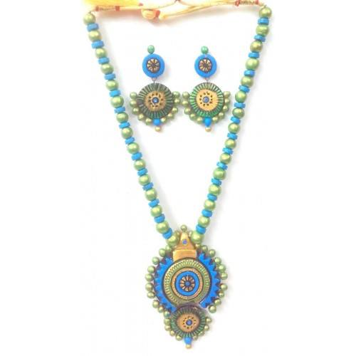 Multi-color Bankura Panchmura Terracotta Craft Necklace Jewellery Set