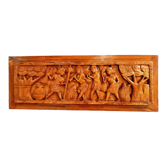 Bastar Wooden Wall Art of Tribal life