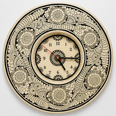 Brown Leather Handpainted Wall Clock