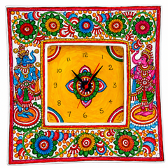 Square shape Handpainted Ganesha Design Clock