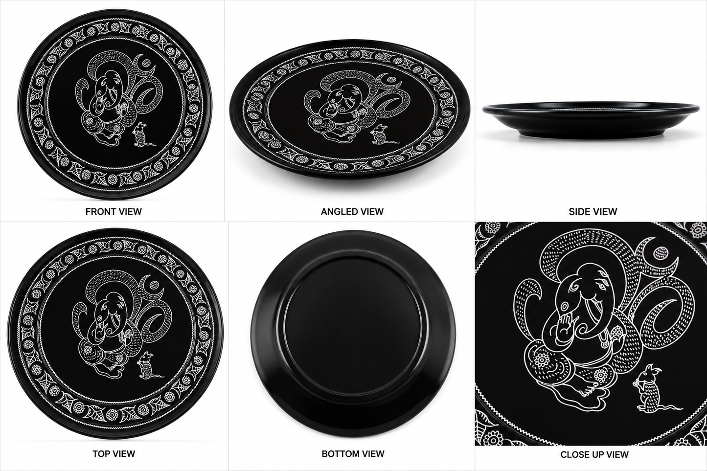 Handmade Eco-friendly Beautiful Black Pottery of Nizamabad Round Shaped Wall Hanging Of Lord Ganesha