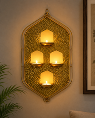 Golden Iron Shadow Four Diya Stand