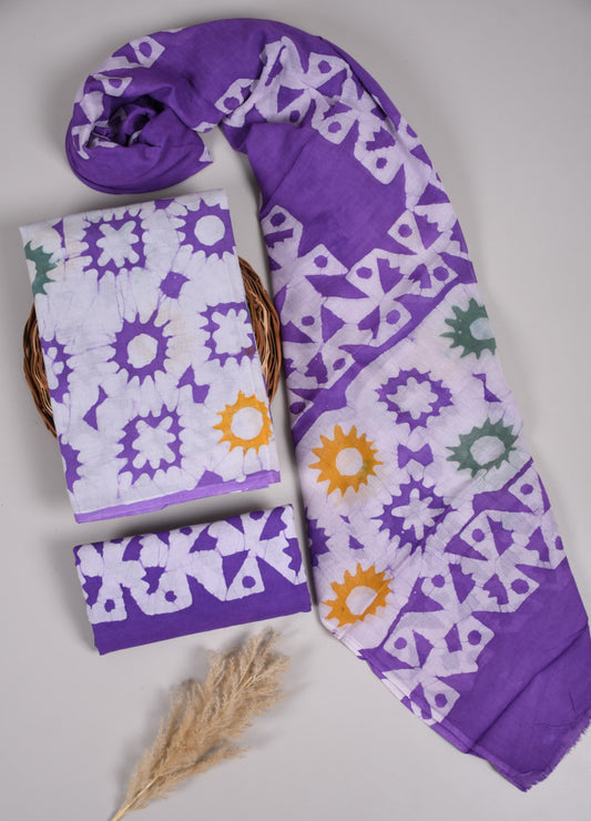 Beautiful Bagru Hand Block Printed Cotton Suit Material With Cotton Dupatta Style 10 - Gi Heritage