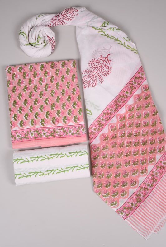 Beautiful Bagru Hand Block Printed Cotton Suit Material With Cotton Dupatta Style 11 - Gi Heritage