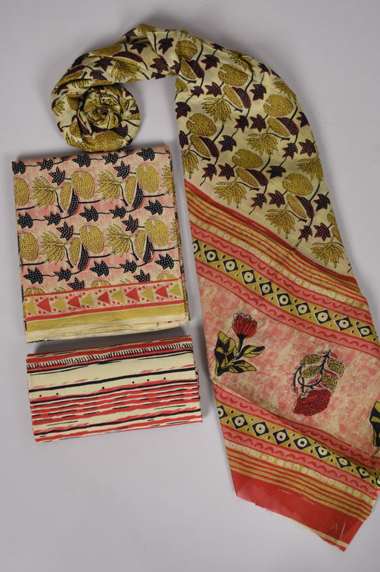 Beautiful Bagru Hand Block Printed Cotton Suit Material With Cotton Dupatta Style 19 - Gi Heritage