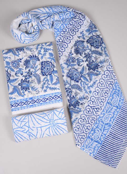 Beautiful Bagru Hand Block Printed Cotton Suit Material With Cotton Dupatta Style 2 - Gi Heritage