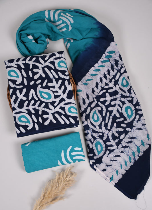 Beautiful Bagru Hand Block Printed Cotton Suit Material With Cotton Dupatta Style 24 - Gi Heritage