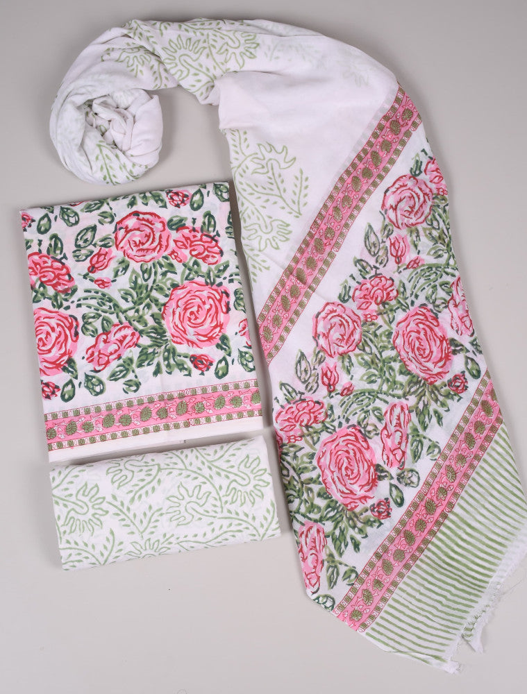 Beautiful Bagru Hand Block Printed Cotton Suit Material With Cotton Dupatta Style 26 - Gi Heritage
